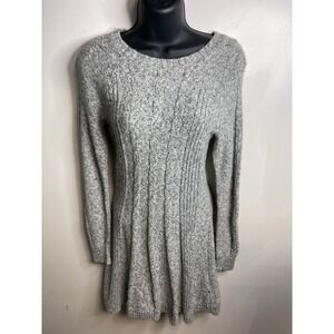 Hollister Women's Gray Long Sleeve Croshet Midi Dress Size M 5905A Y2K
